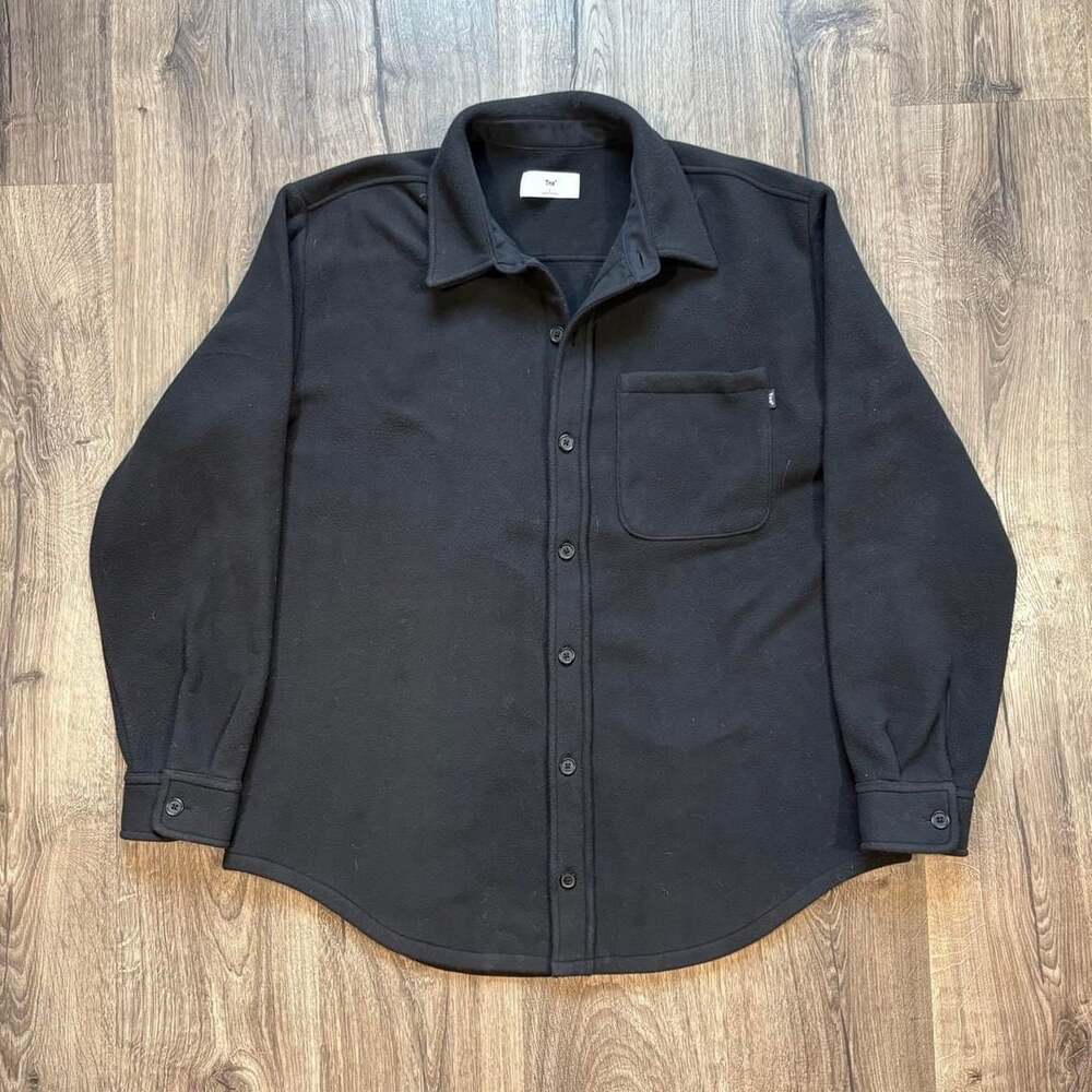 Tna Aritzia Fleece Shacket Size L Black Button Up Shirt Jacket